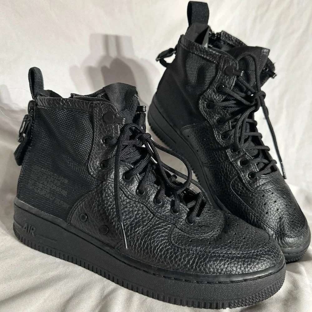 Nike Air Force 1 Mid Slit Black - Woman's 8 - Good Like New Condition